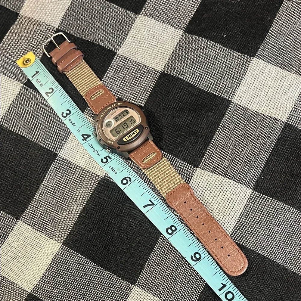 Men’s Casio Digital Illuminator Chronograph Watch with Brown and Tan Strap - Picture 2 of 6